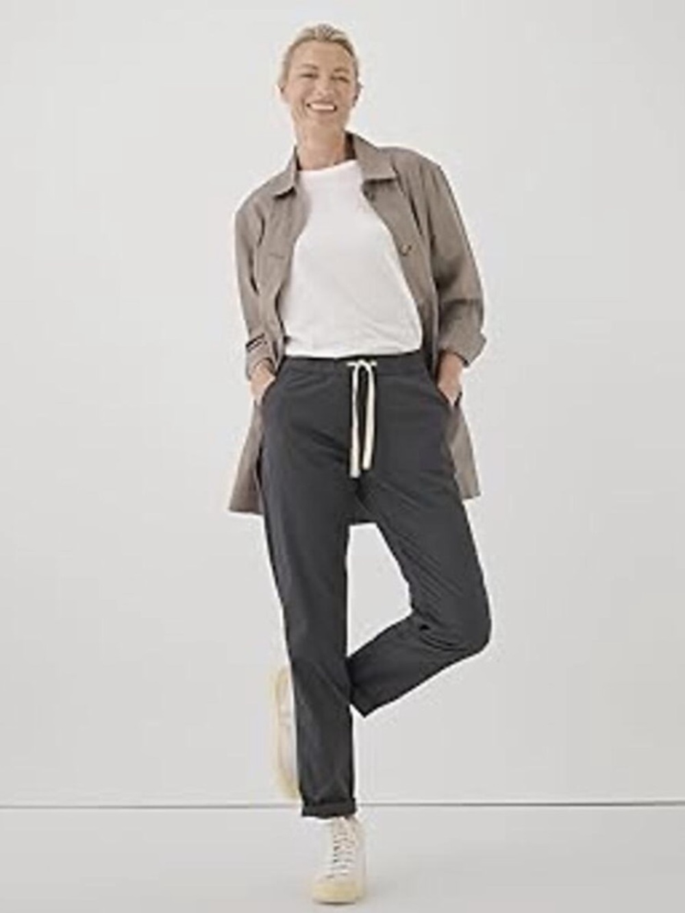 Pact Women's Organic Cotton Daily Twill Pants Size Small Color Charcoal